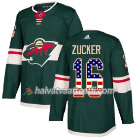 Miesten NHL Minnesota Wild Pelipaita Jason Zucker 16 Adidas 2017-2018 Vihreä USA Flag Fashion Authentic